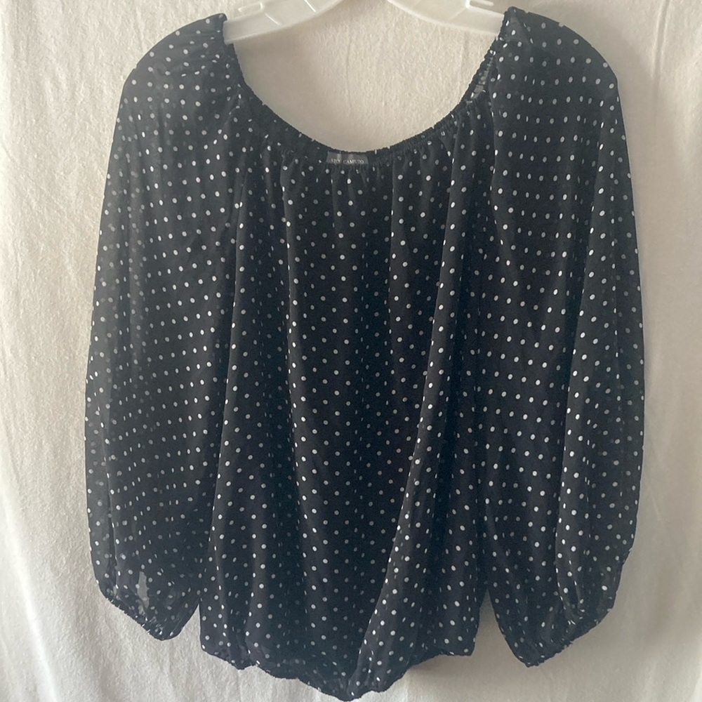 Vince Camuto Chic Black Polka Dot Blouse